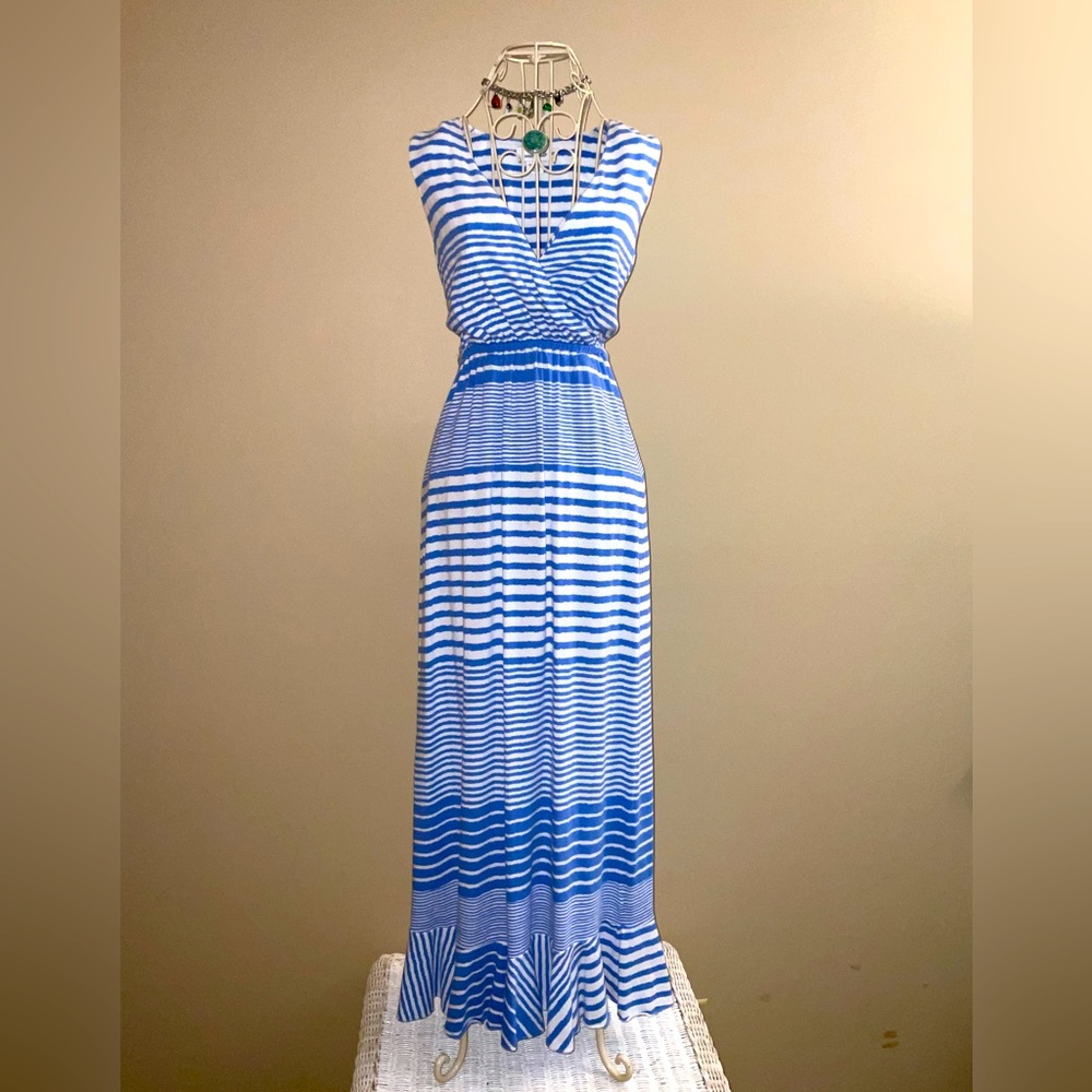 Vineyard Vines Striped Maxi Dress White/Blue Size XXS